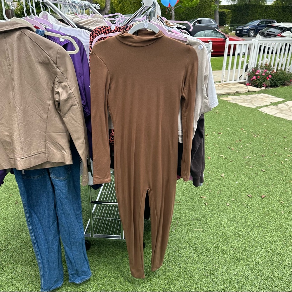 Small brown long sleeve jumpsuit/bumpsuit